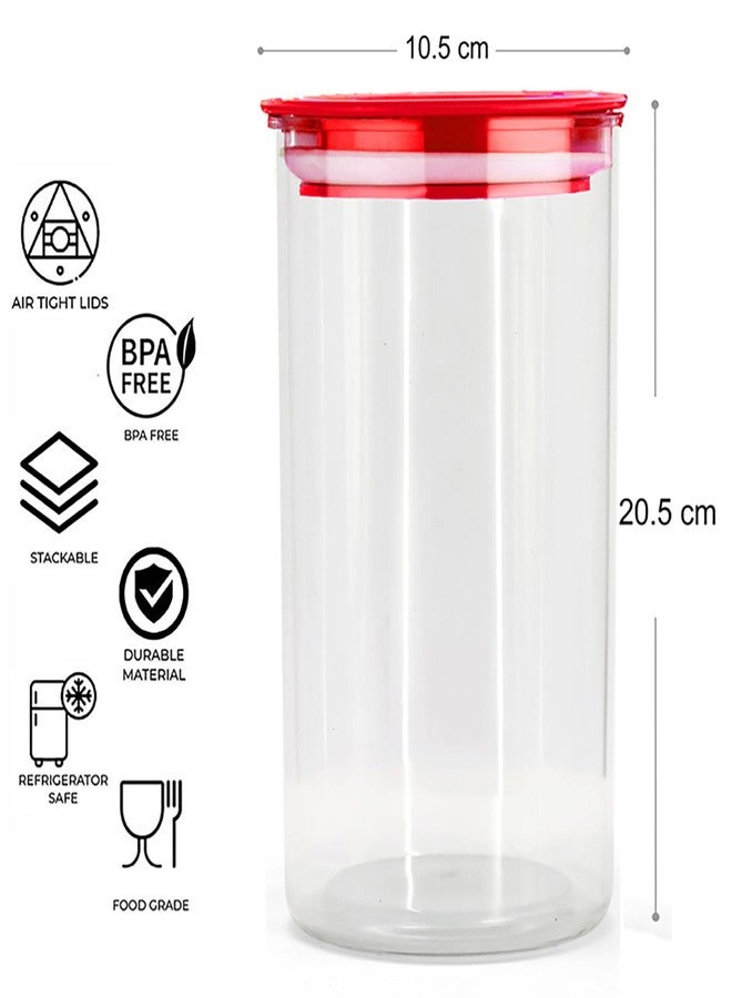 Floraware Plastic Storage Jar and Container Set I Air Tight & BPA Free Containers for Kitchen Storage Set I Grocery Kitchen Container Set I Multipurpose Jar, 1400 Ml Each, Set 1 Red - Image 4